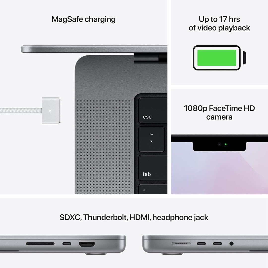 2021 Apple MacBook Pro with Apple M1 Chip (14-inch, 16GB RAM, 512GB SSD Storage) (QWERTY English) Silver (Renewed)